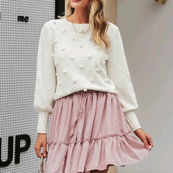 🌿VIVA | Bishop Sleeves Pompom Sweater - Picture 3 of 7